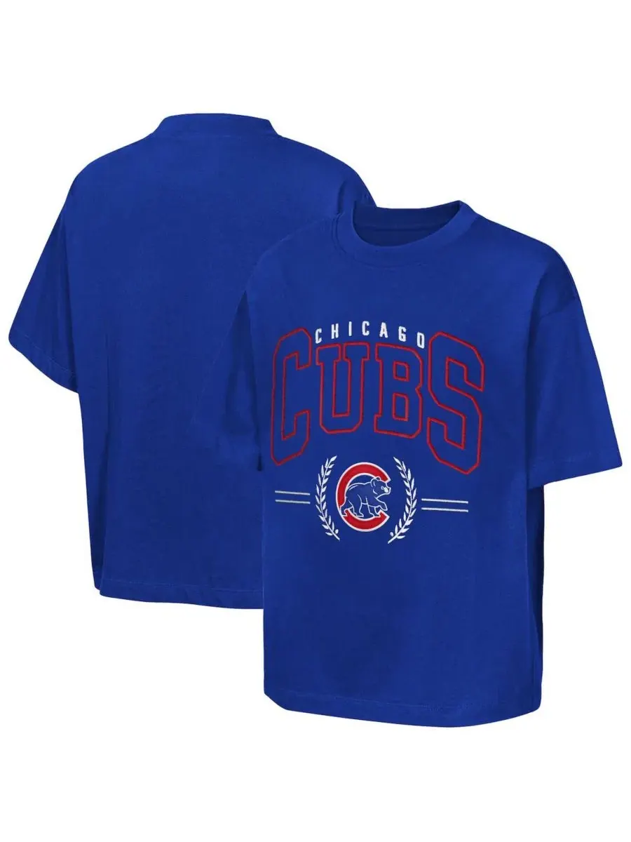Футболка с вышивкой Chicago Cubs Outerstuff — изображение 1 из 3, королевский