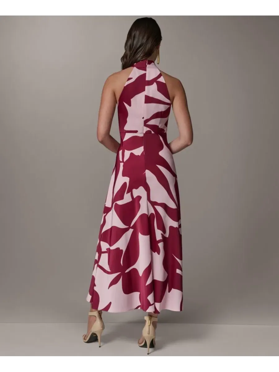 Платье-трапеция с принтом, модель Printed Satin Donna Karan New York, Sangria Lilac — изображение 4 из 6