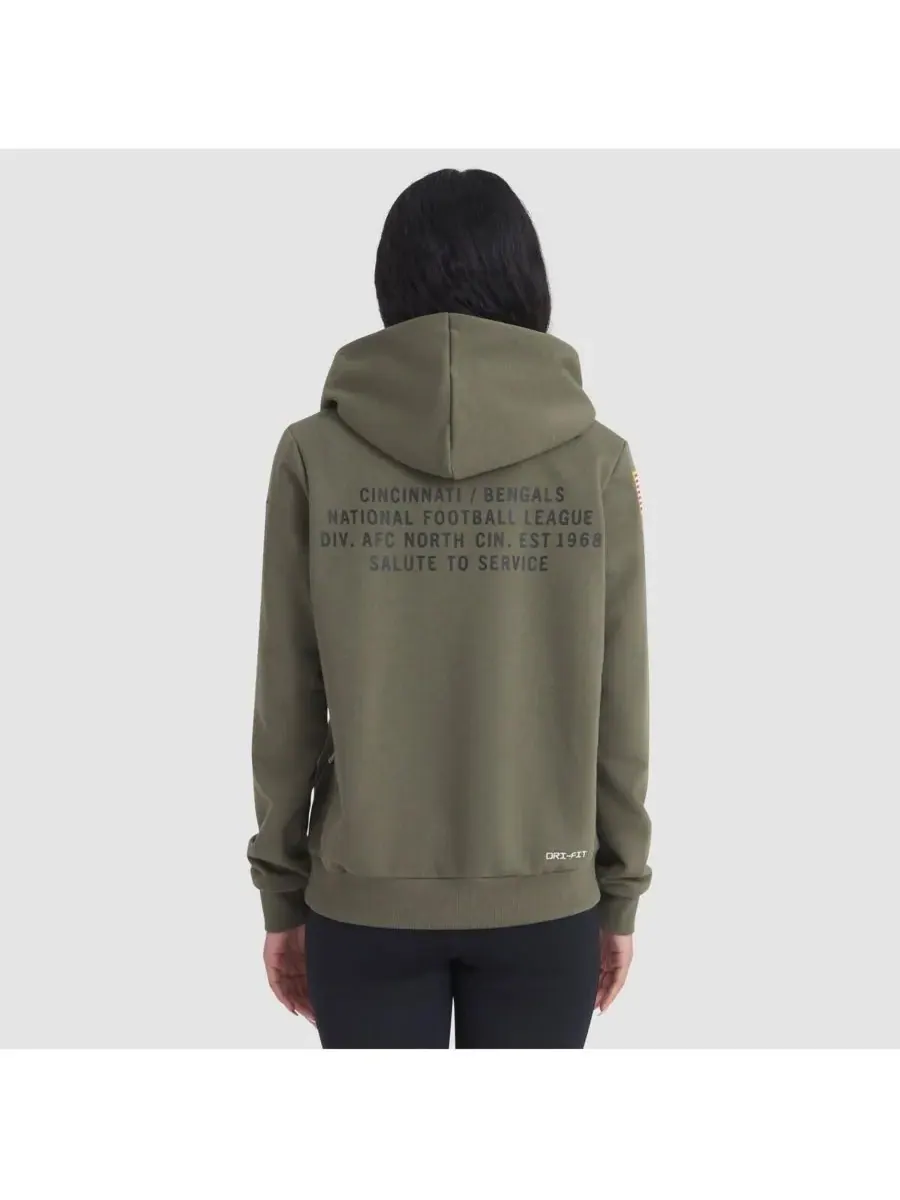 Nike Женская толстовка Olive Cincinnati Bengals 2025 Salute to Service Sideline Standard Issue — изображение 2 из 5