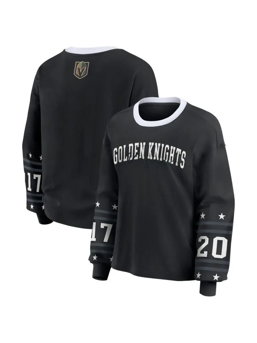 WEAR by Erin Andrews Женская черная спортивная футболка с длинными рукавами Vegas Golden Knights — изображение 1 из 3, черный