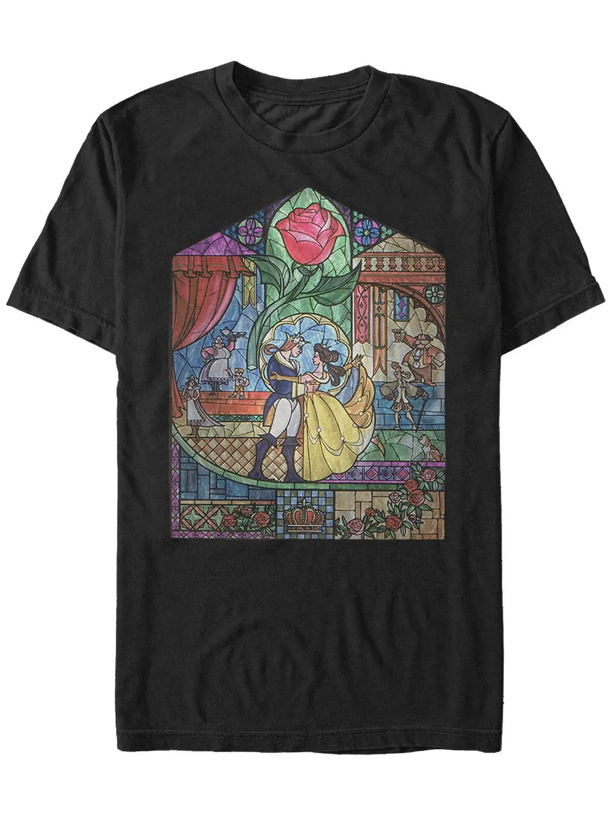 Мужская футболка с коротким рукавом disney beauty and the beast glass portrait Fifth Sun — изображение 1 из 1, черный
