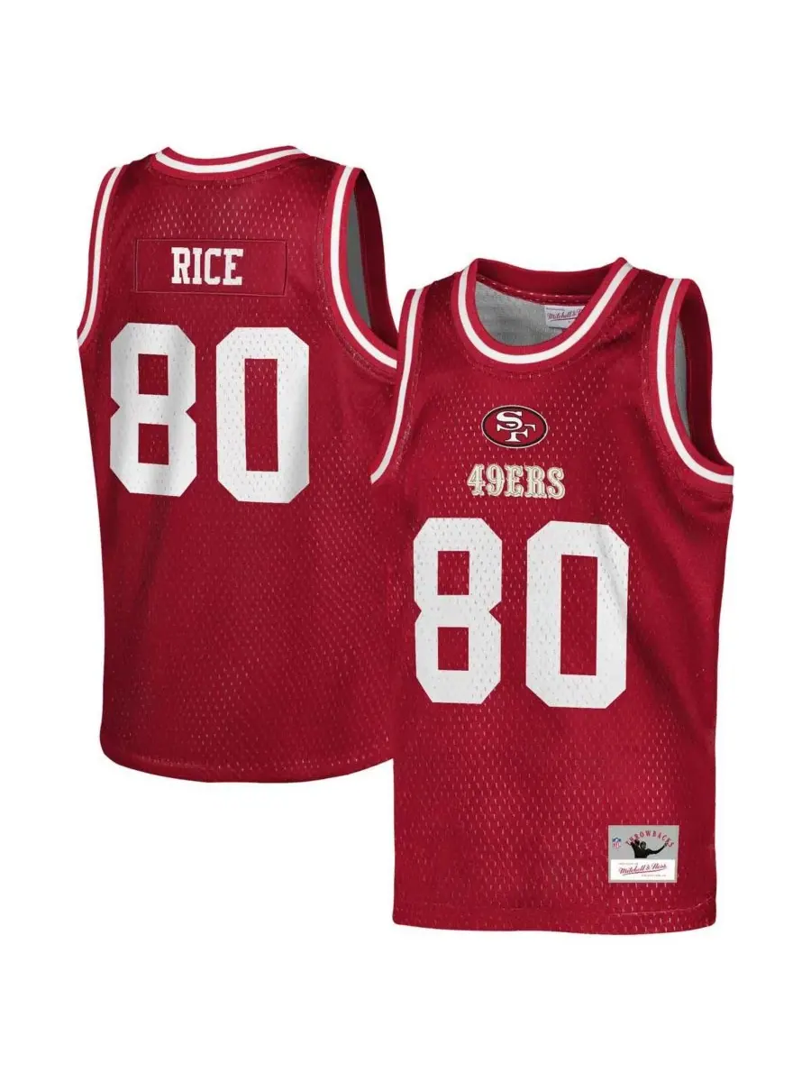 Футболка Big Boys and Girls Джерри Райса Scarlet San Francisco 49ers, бывшая игрок НФЛ, модная — изображение 1 из 3, алый
