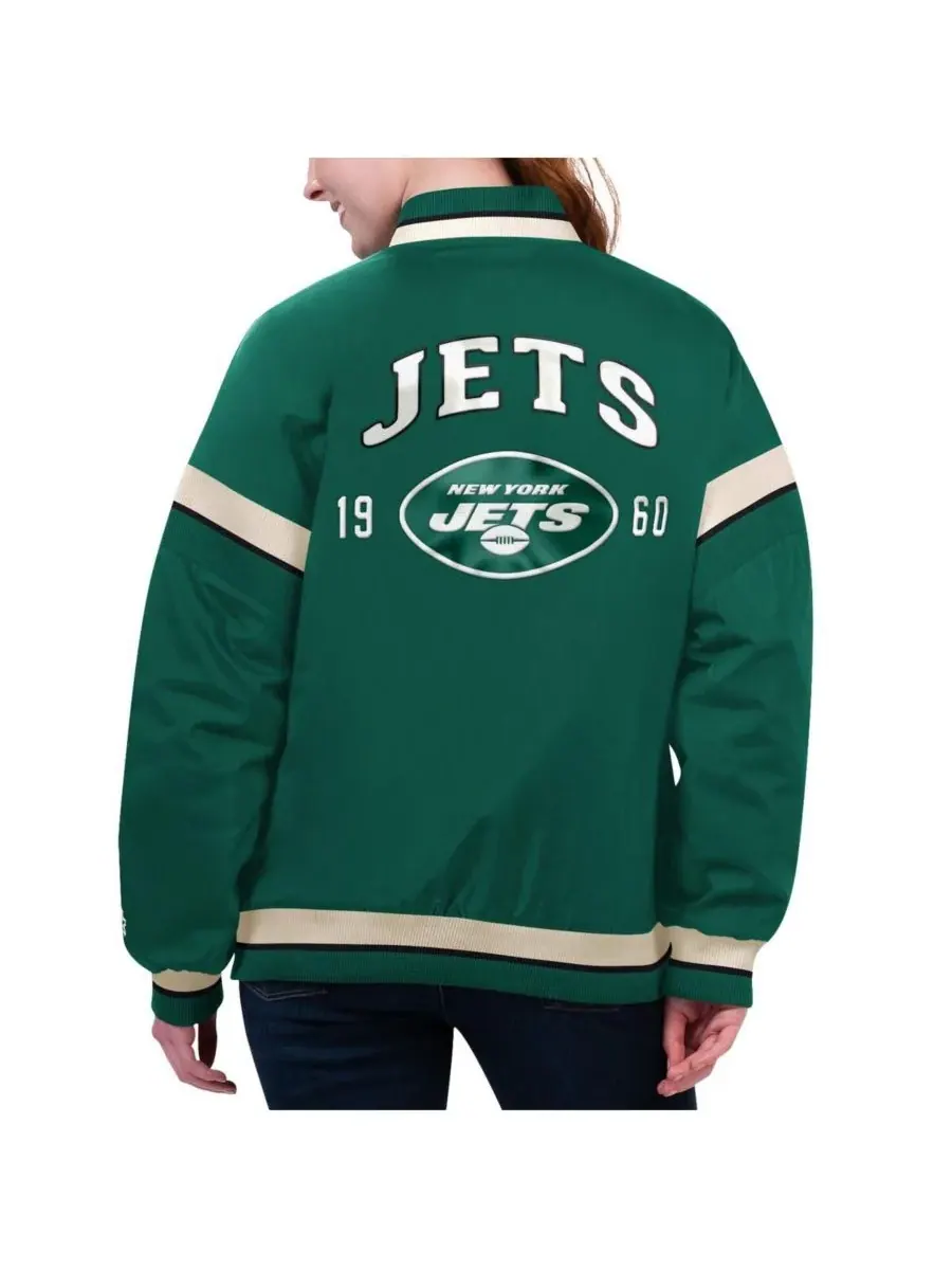 Starter Женская зеленая куртка New York Jets Tournament с застежкой на кнопках в стиле — изображение 2 из 2, зеленый