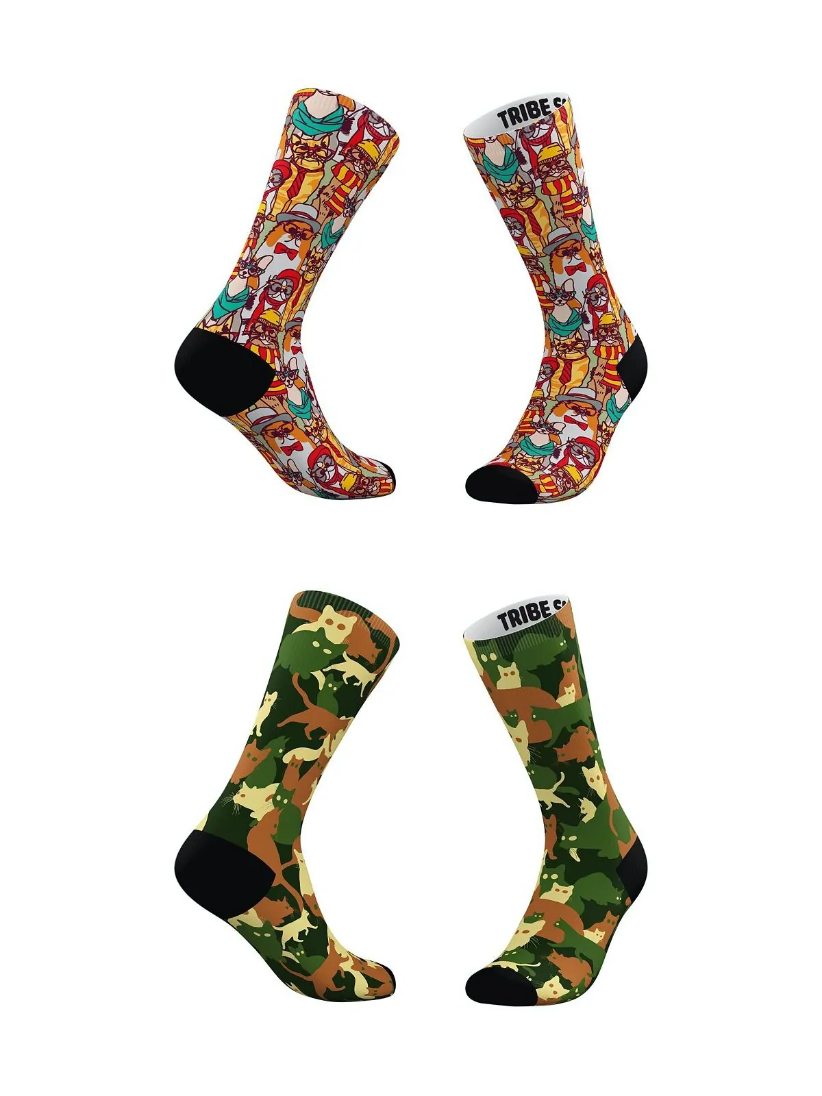 Мужские и женские носки Hipster Cat-Moflage, набор из 2 шт. Tribe Socks — без цвета