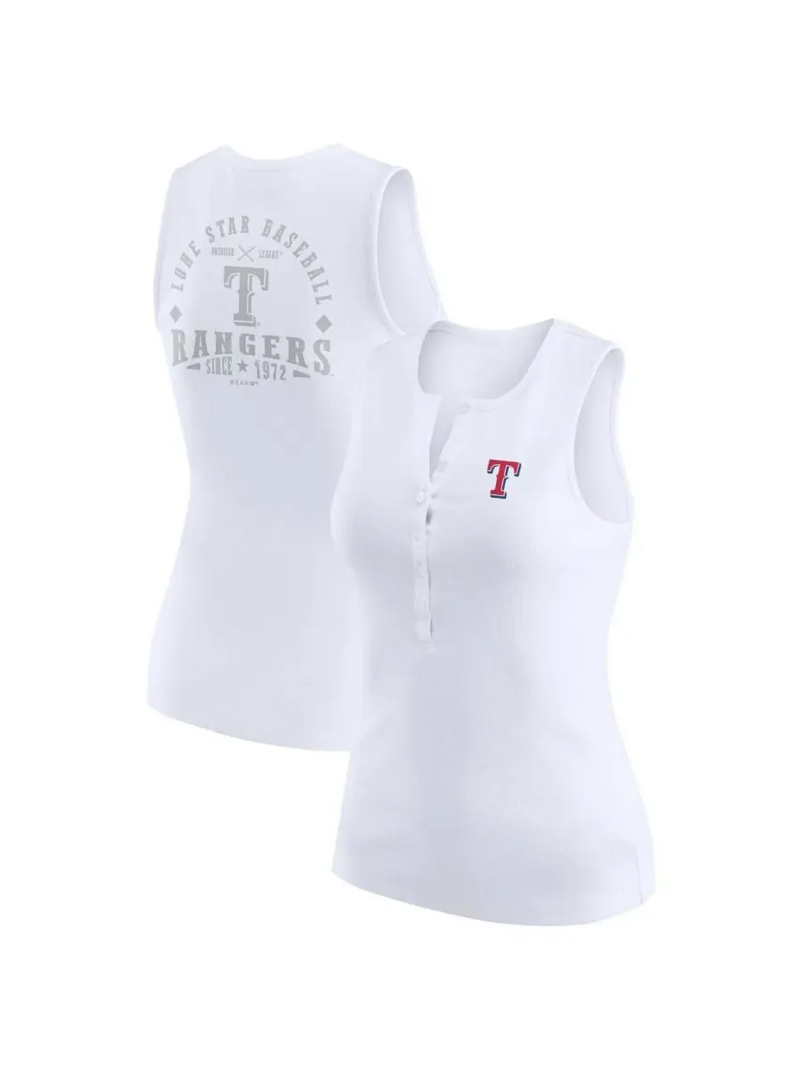 WEAR by Erin Andrews Женская белая трикотажная майка-поло с символикой команды Texas Rangers — изображение 1 из 3, белый