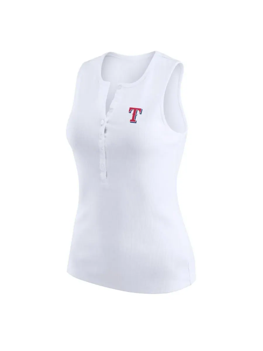 WEAR by Erin Andrews Женская белая трикотажная майка-поло с символикой команды Texas Rangers — изображение 3 из 3, белый