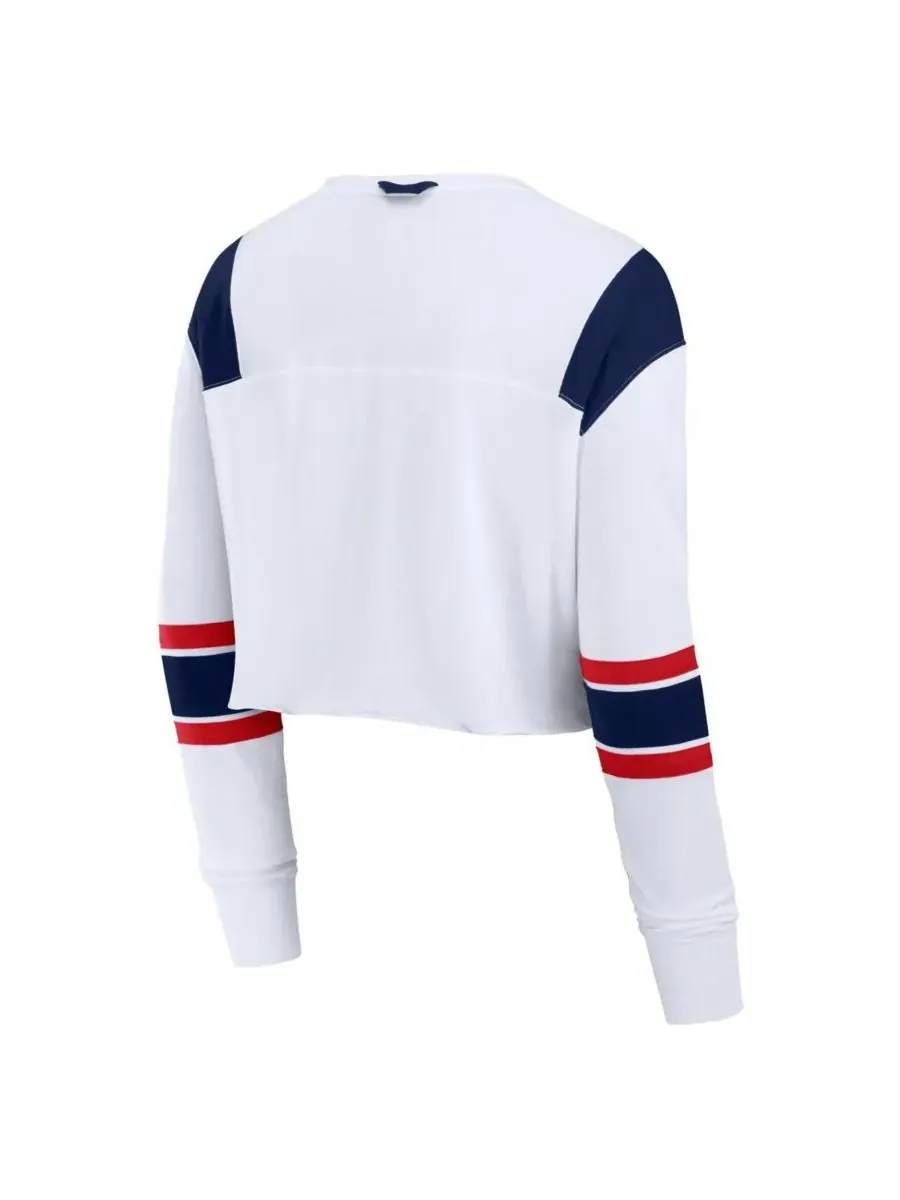 Fanatics Женская белая укороченная футболка с длинными рукавами и эластичным материалом с — изображение 2 из 3, белый