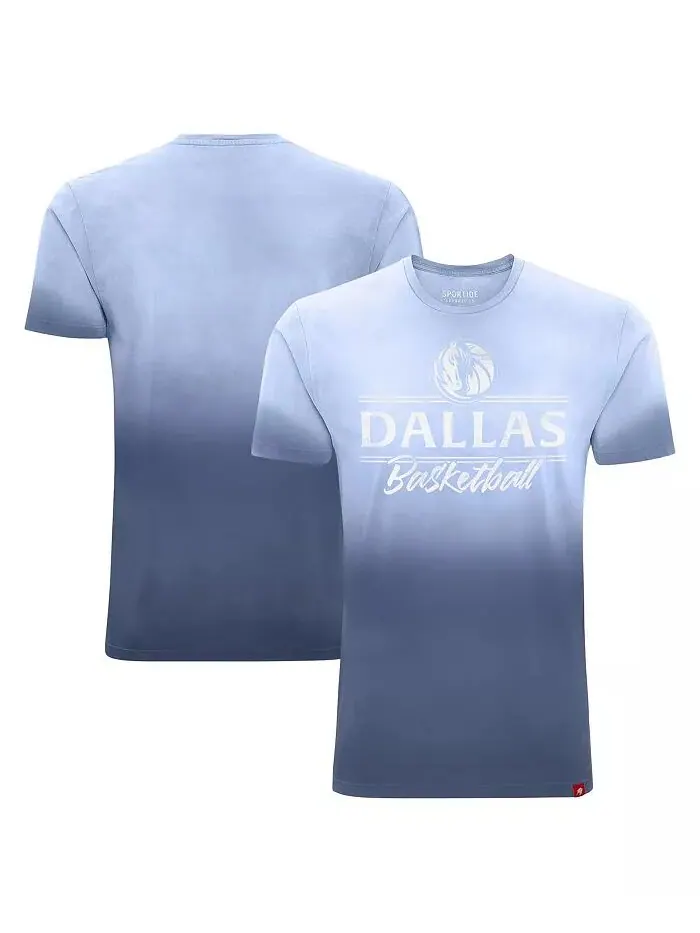 Мужская и женская синяя футболка Dallas Mavericks Bingham Sun-Fade Sportiqe — изображение 1 из 3