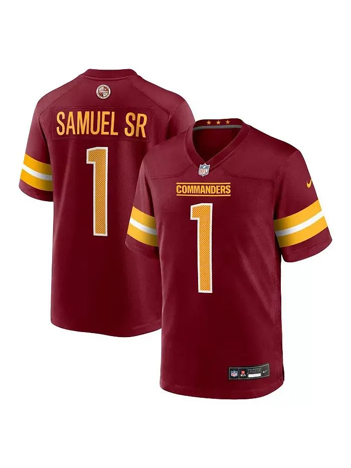 Мужская игровая футболка Deebo Samuel Sr бордового цвета Washington Commanders Nike — изображение 1 из 3