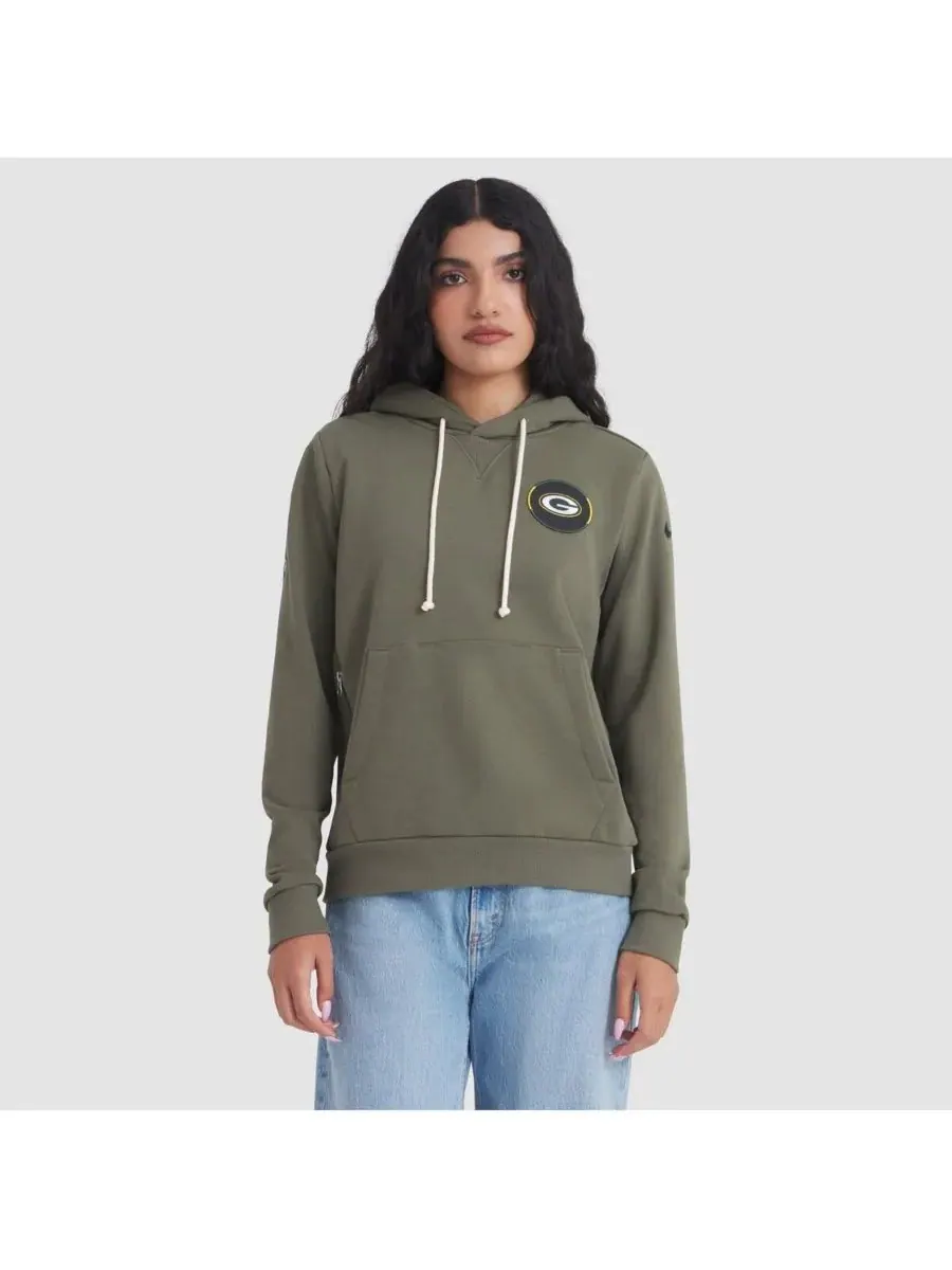 Nike Женская толстовка Olive Green Bay Packers 2025 Salute to Service Sideline Standard Issue — изображение 1 из 5, оливковый