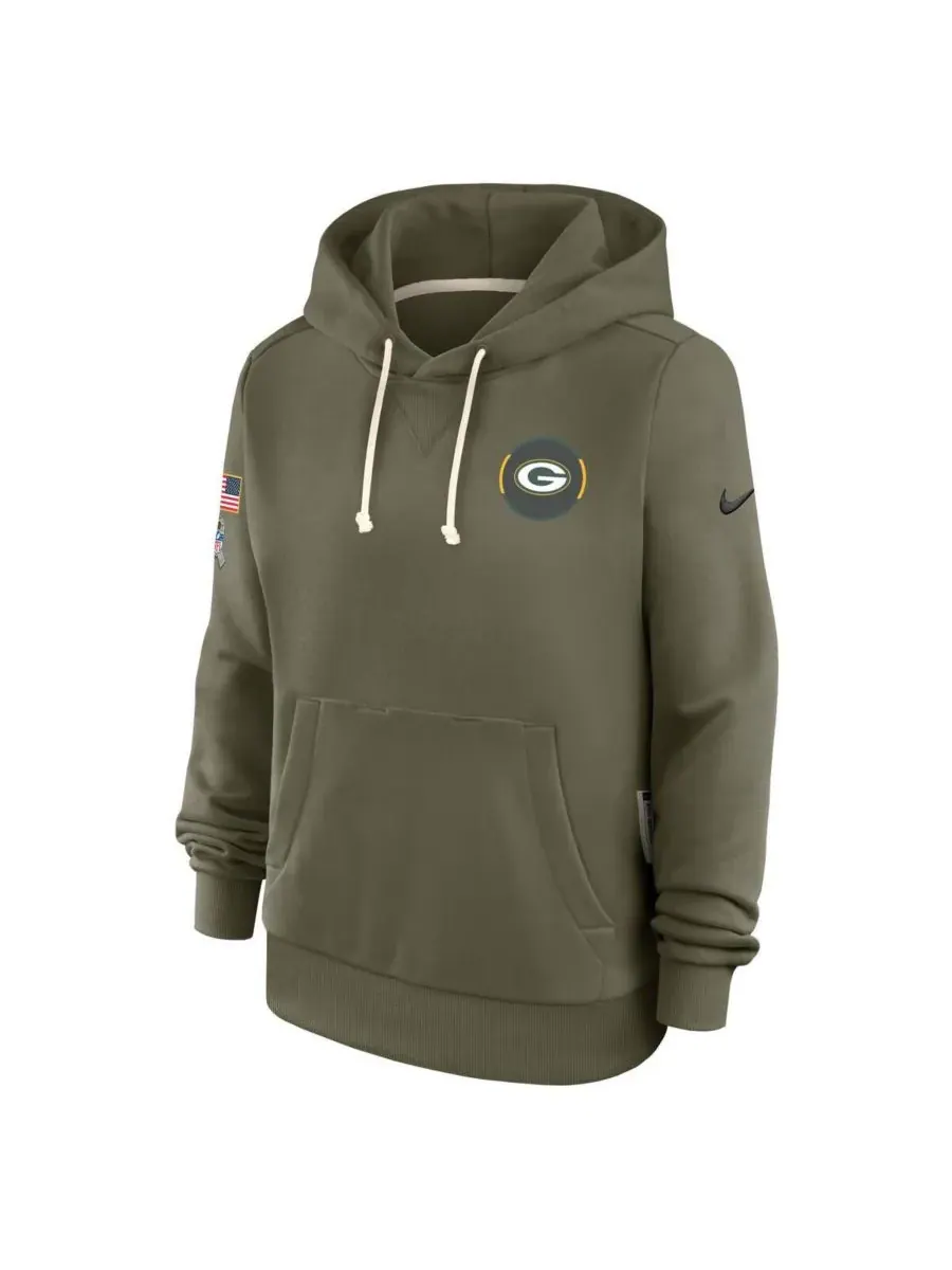 Nike Женская толстовка Olive Green Bay Packers 2025 Salute to Service Sideline Standard Issue — изображение 4 из 5, оливковый