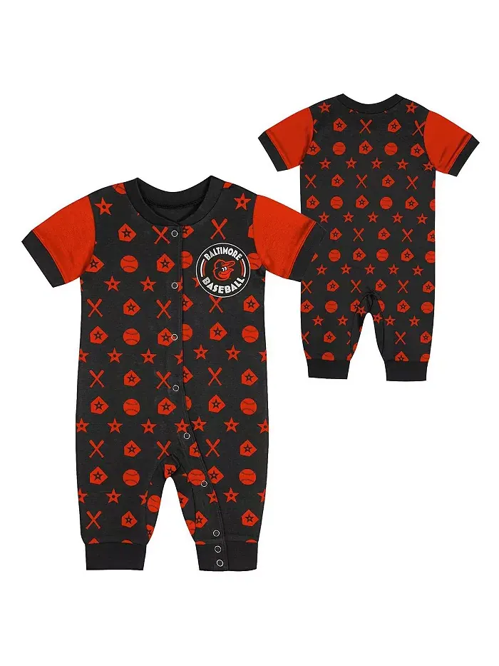 Новорожденные черные комбинезоны-шорты Baltimore Orioles Hard 90 Outerstuff — изображение 1 из 3