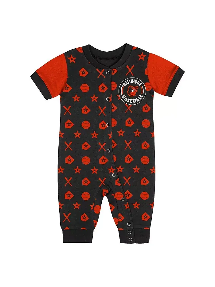 Новорожденные черные комбинезоны-шорты Baltimore Orioles Hard 90 Outerstuff — изображение 2 из 3