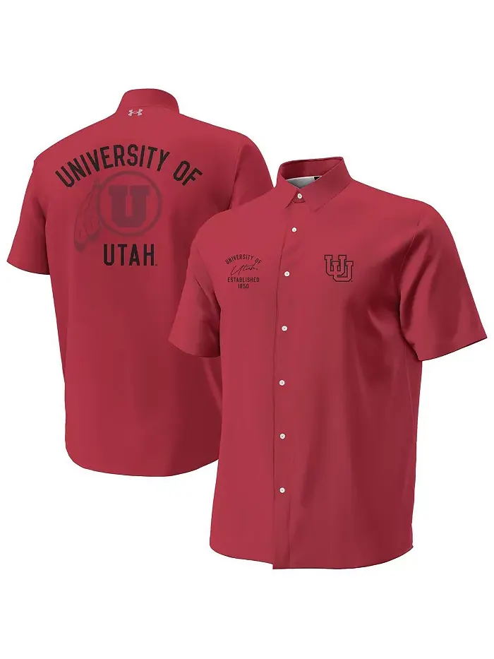 Мужская красная рубашка Utah Utes Gameday ArmourFuse с кнопками Under Armour