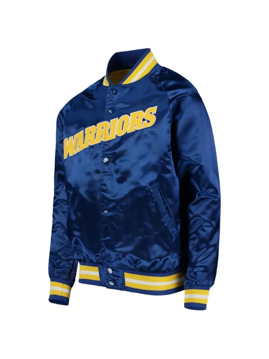 Куртка-бомбер сатиновая реглан с принтом Golden State Warriors Hardwood Classics Mitchell & Ness — изображение 2 из 4