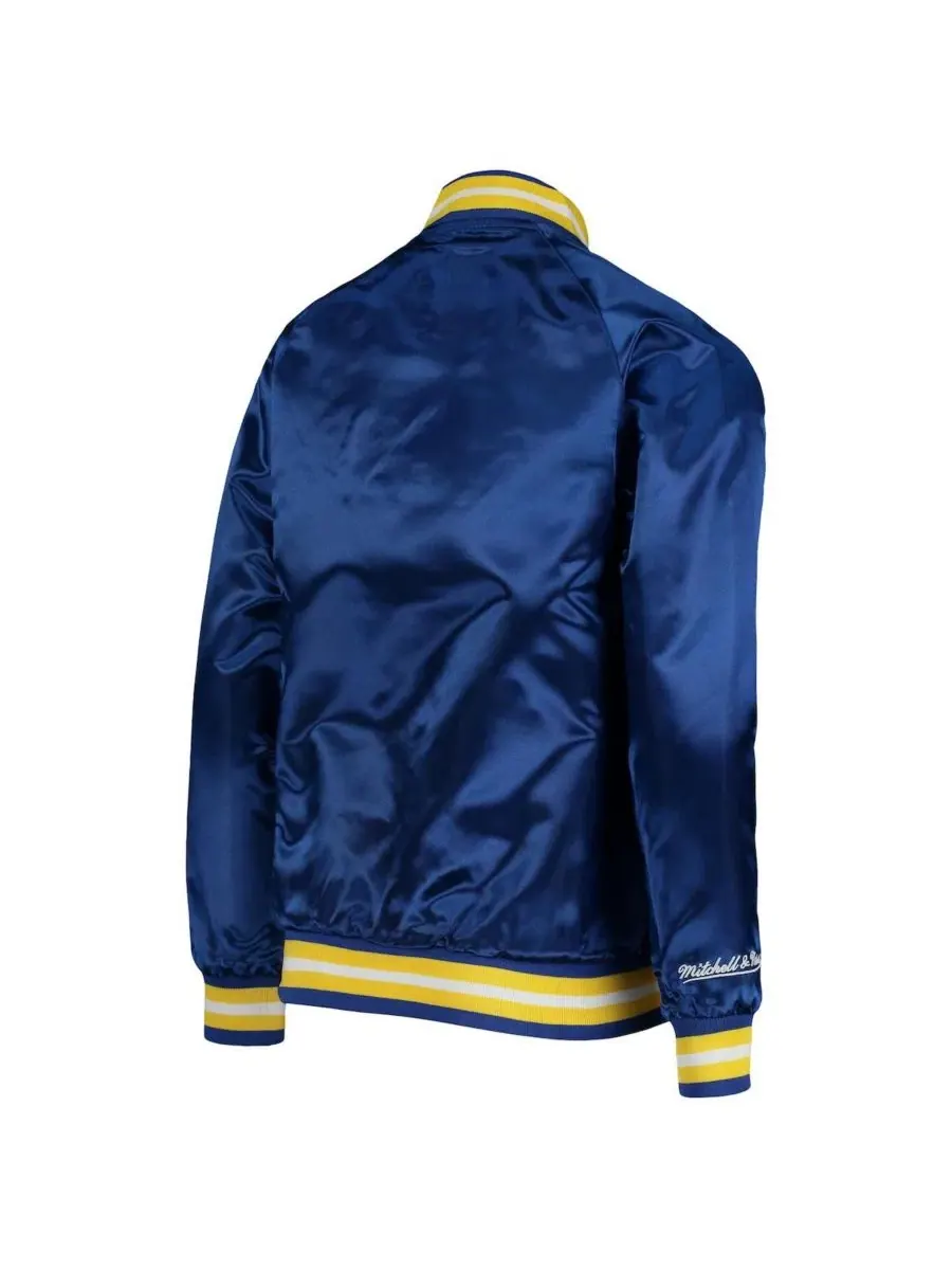 Куртка-бомбер сатиновая реглан с принтом Golden State Warriors Hardwood Classics Mitchell & Ness — изображение 3 из 4