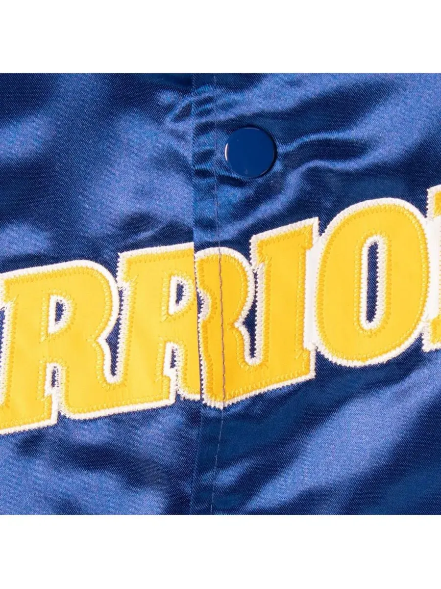 Куртка-бомбер сатиновая реглан с принтом Golden State Warriors Hardwood Classics Mitchell & Ness — изображение 4 из 4