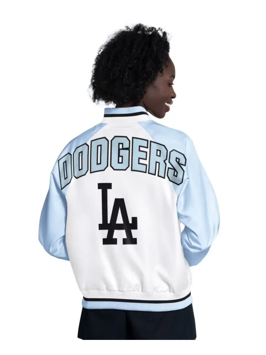 Женская куртка-бомбер с рукавами реглан и принтом Los Angeles Dodgers Starter — изображение 2 из 5, светлый синий белый