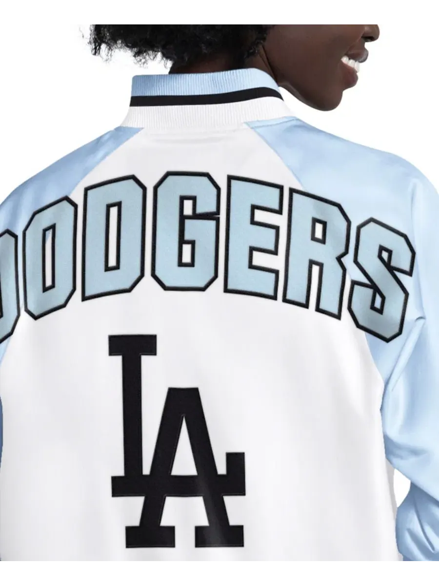 Женская куртка-бомбер с рукавами реглан и принтом Los Angeles Dodgers Starter — изображение 5 из 5, светлый синий белый