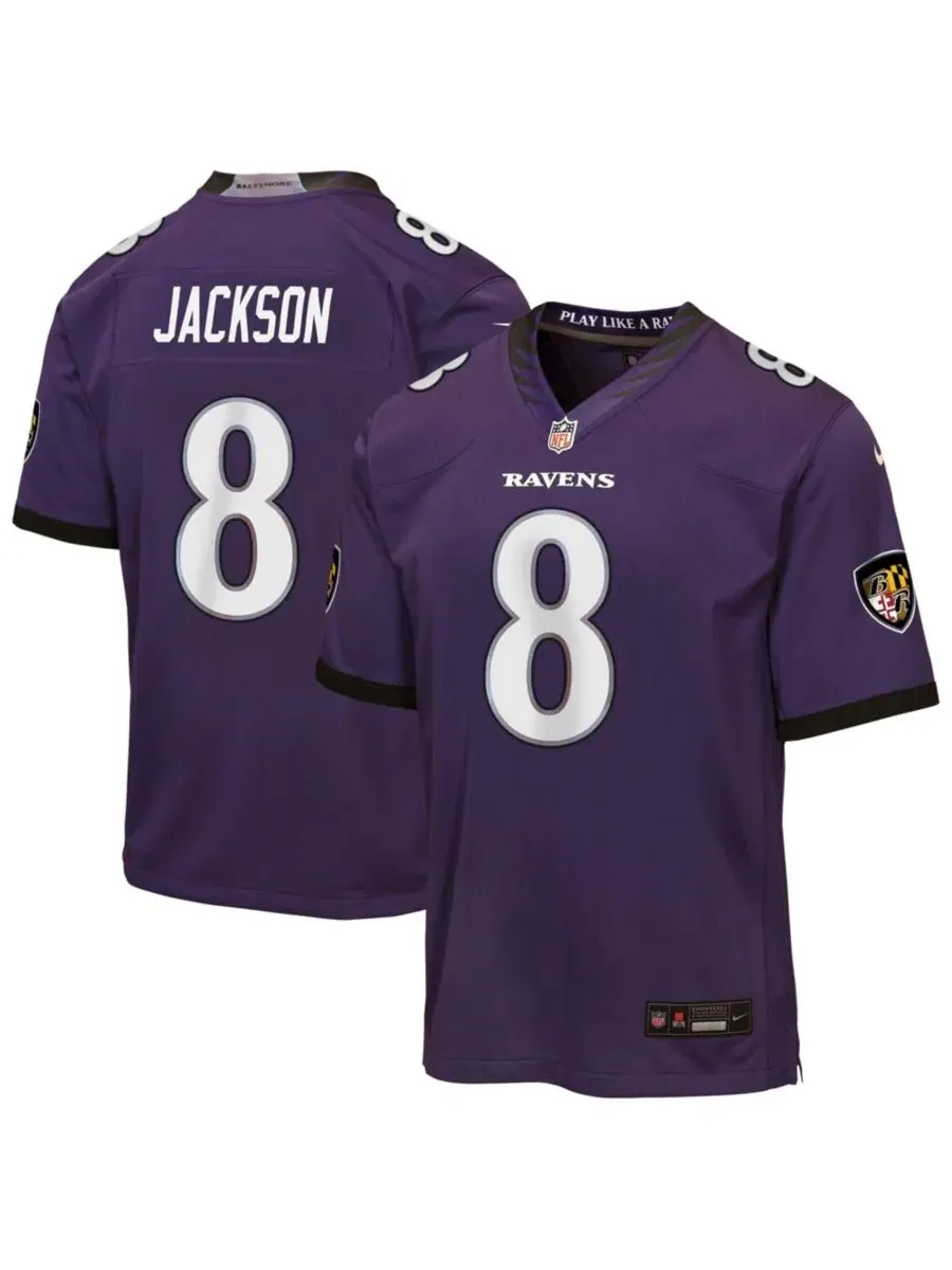 Детская футболка-джерси Lamar Jackson Team Game Jersey Nike — изображение 1 из 3, фиолетовый