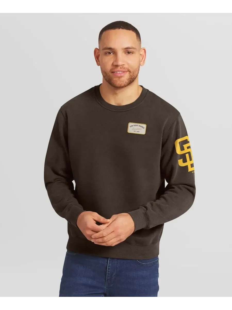 Свитшот с круглым вырезом San Diego Padres Washed Crew Neck Pullover Sweatshirt Mojo — коричневый