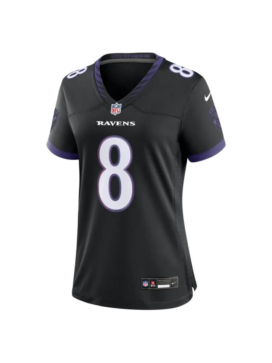 Женская футболка Nike Baltimore Ravens Lamar Jackson Black Alternate Game