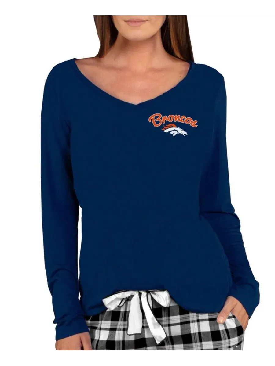 Лонгслив с принтом Denver Broncos, бренд Concepts Sport — изображение 1 из 1, темно-синий