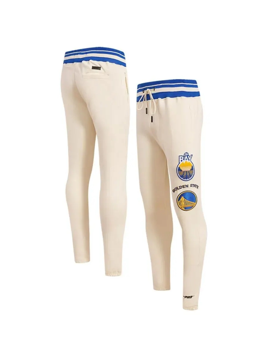 Pro Standard Мужские кремовые спортивные штаны Golden State Warriors в стиле ретро-классика из флиса
