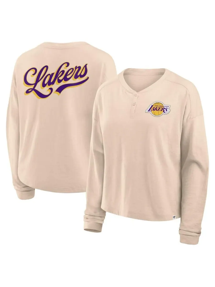 Женская футболка с длинным рукавом в стиле Los Angeles Lakers Boxed Out Drop Fashion Fanatics — изображение 1 из 3