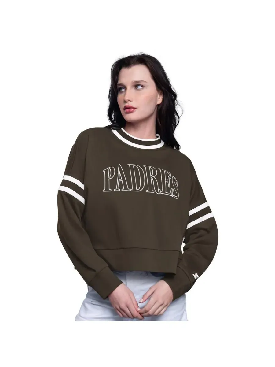Starter Женская коричневая укороченная толстовка San Diego Padres Power Play — изображение 1 из 2, коричневый