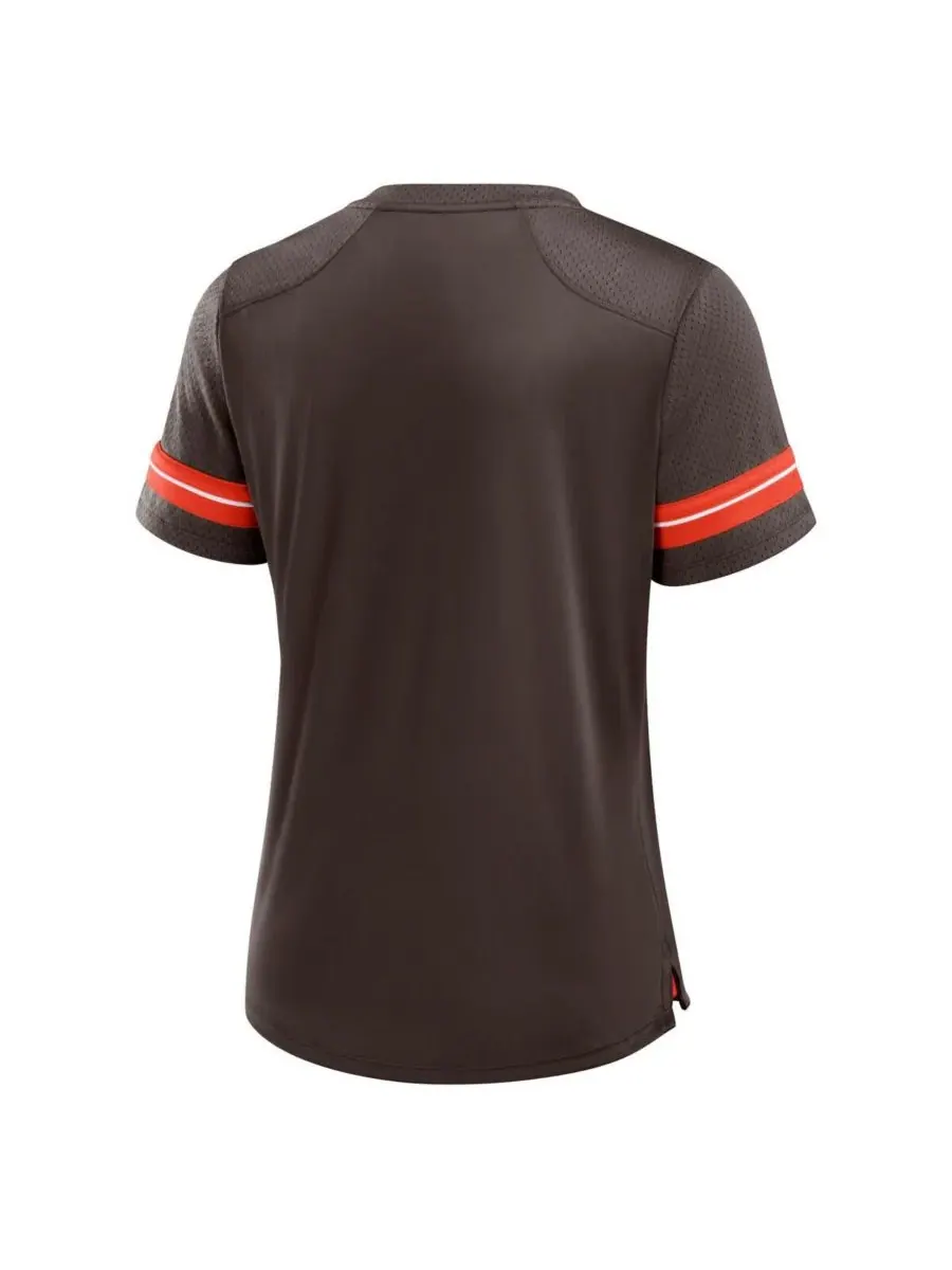 Fanatics Женская коричневая футболка на шнуровке с надписью "Cleveland Browns Play Script" — изображение 3 из 3, коричневый