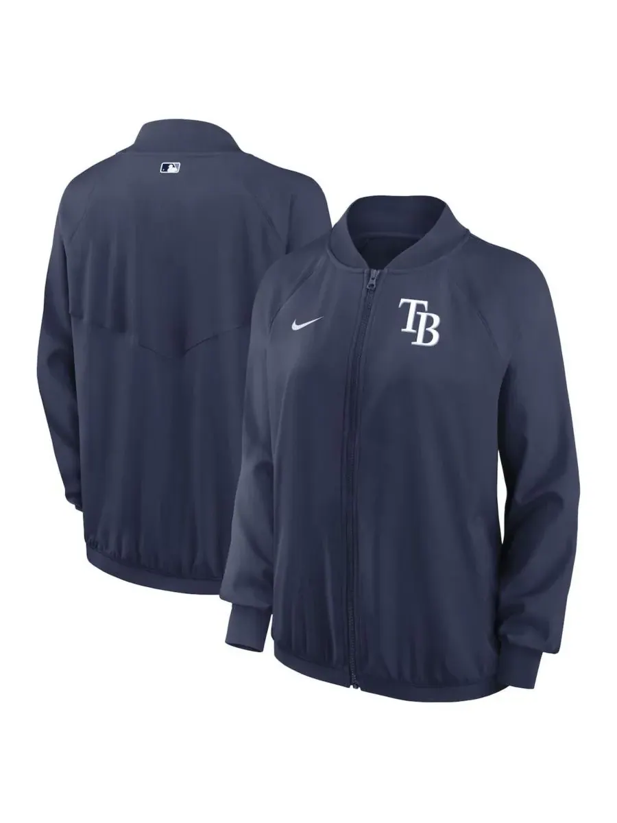 Nike Женская темно-синяя куртка Tampa Bay Rays из аутентичной коллекции Team Raglan Performance на — изображение 1 из 3