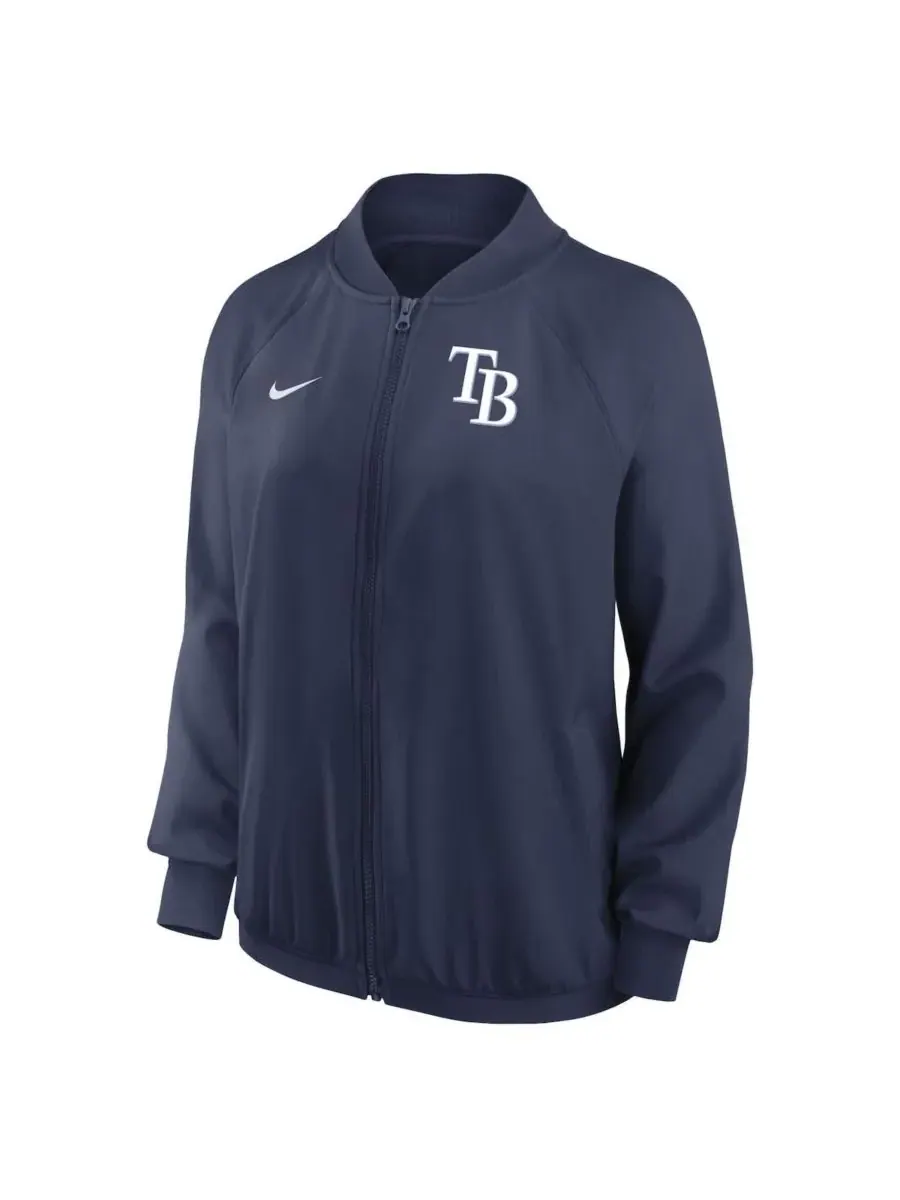 Nike Женская темно-синяя куртка Tampa Bay Rays из аутентичной коллекции Team Raglan Performance на — изображение 2 из 3