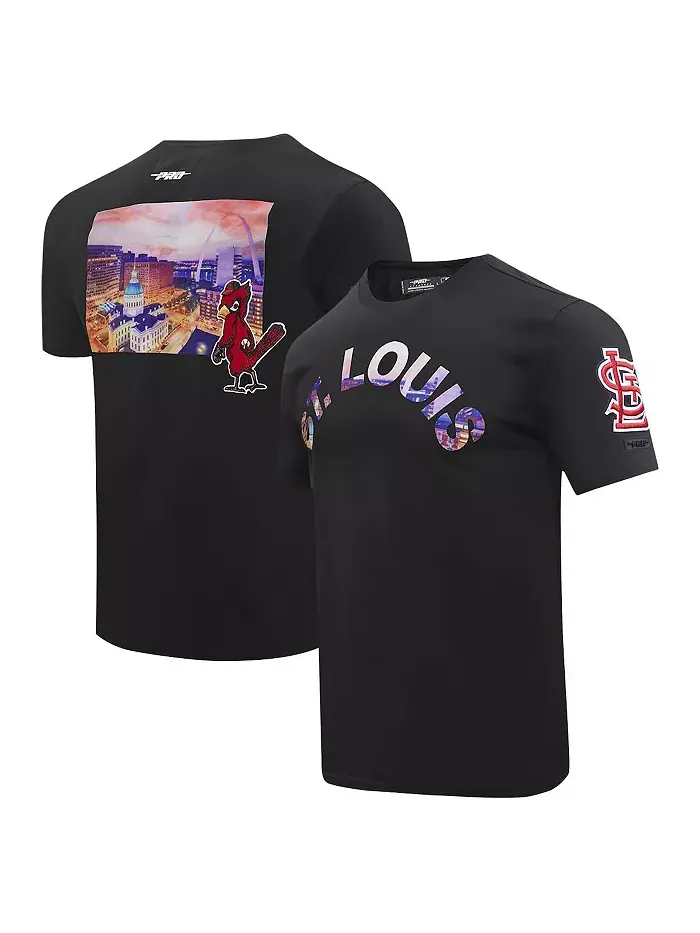 Мужская черная футболка St. Louis Cardinals с городским пейзажем Pro Standard