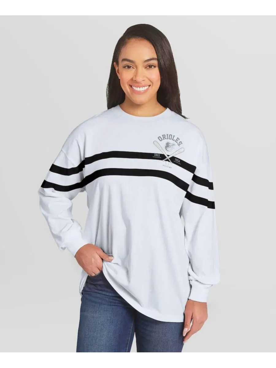 Футболка с длинным рукавом оверсайз с полосами Baltimore Orioles WEAR by Erin Andrews