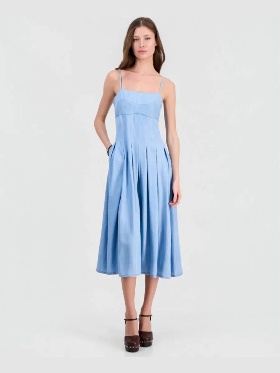 Платье миди плиссированное Bria Chambray GUESS, Escondido Wash