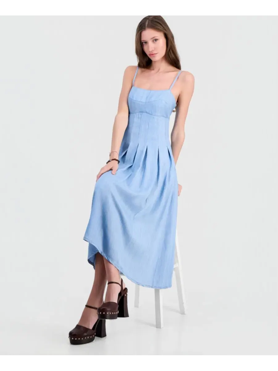 Платье миди плиссированное Bria Chambray GUESS, Escondido Wash — изображение 2 из 5