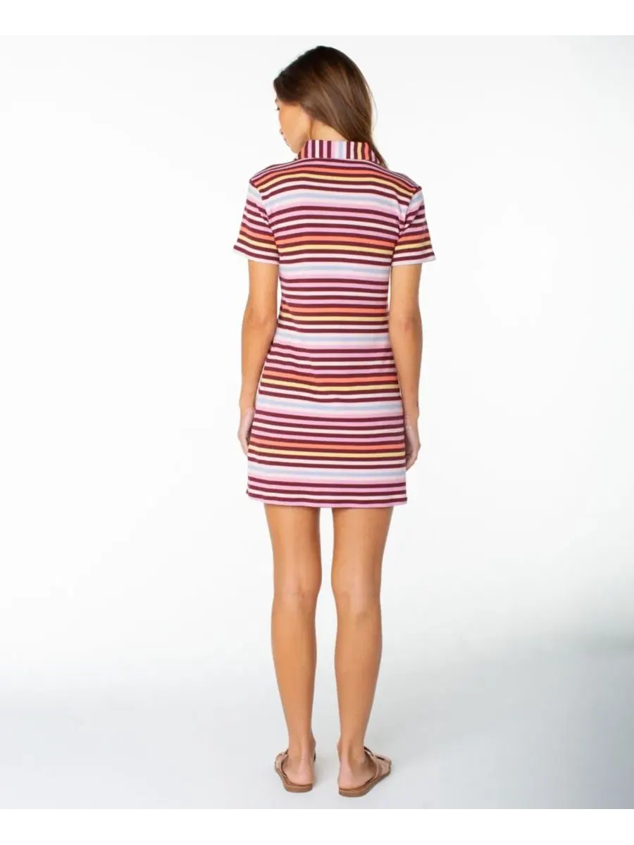 Платье-рубашка с воротником-поло и принтом в полоску Cardiff Mini Roxy, Port Retro Stripe — изображение 4 из 4