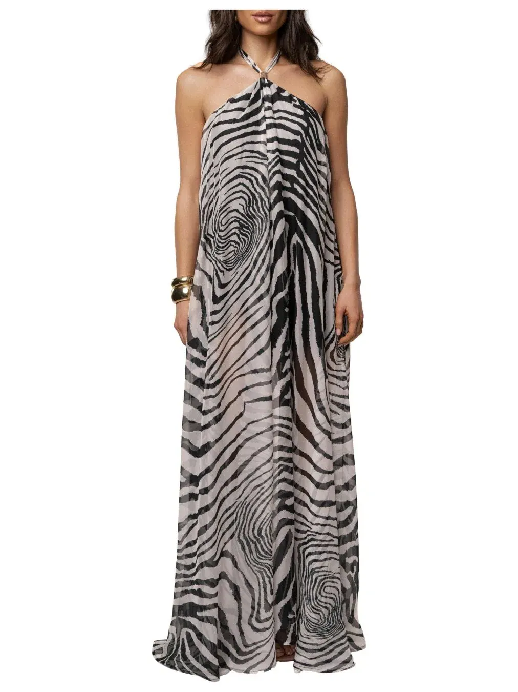 Платье-макси Jolene Halter Dress JLUXLABEL, Zebra Print — изображение 1 из 7
