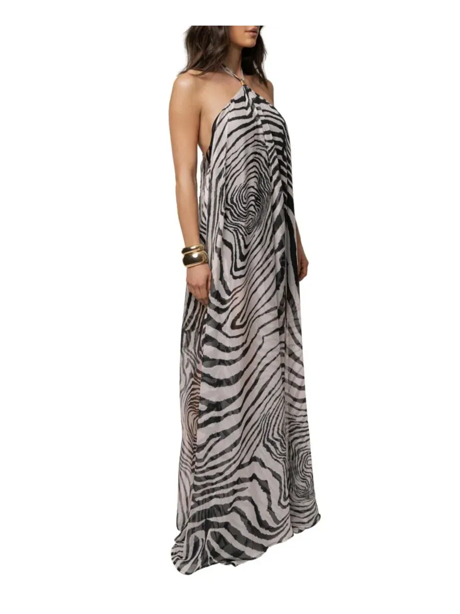 Платье-макси Jolene Halter Dress JLUXLABEL, Zebra Print — изображение 7 из 7