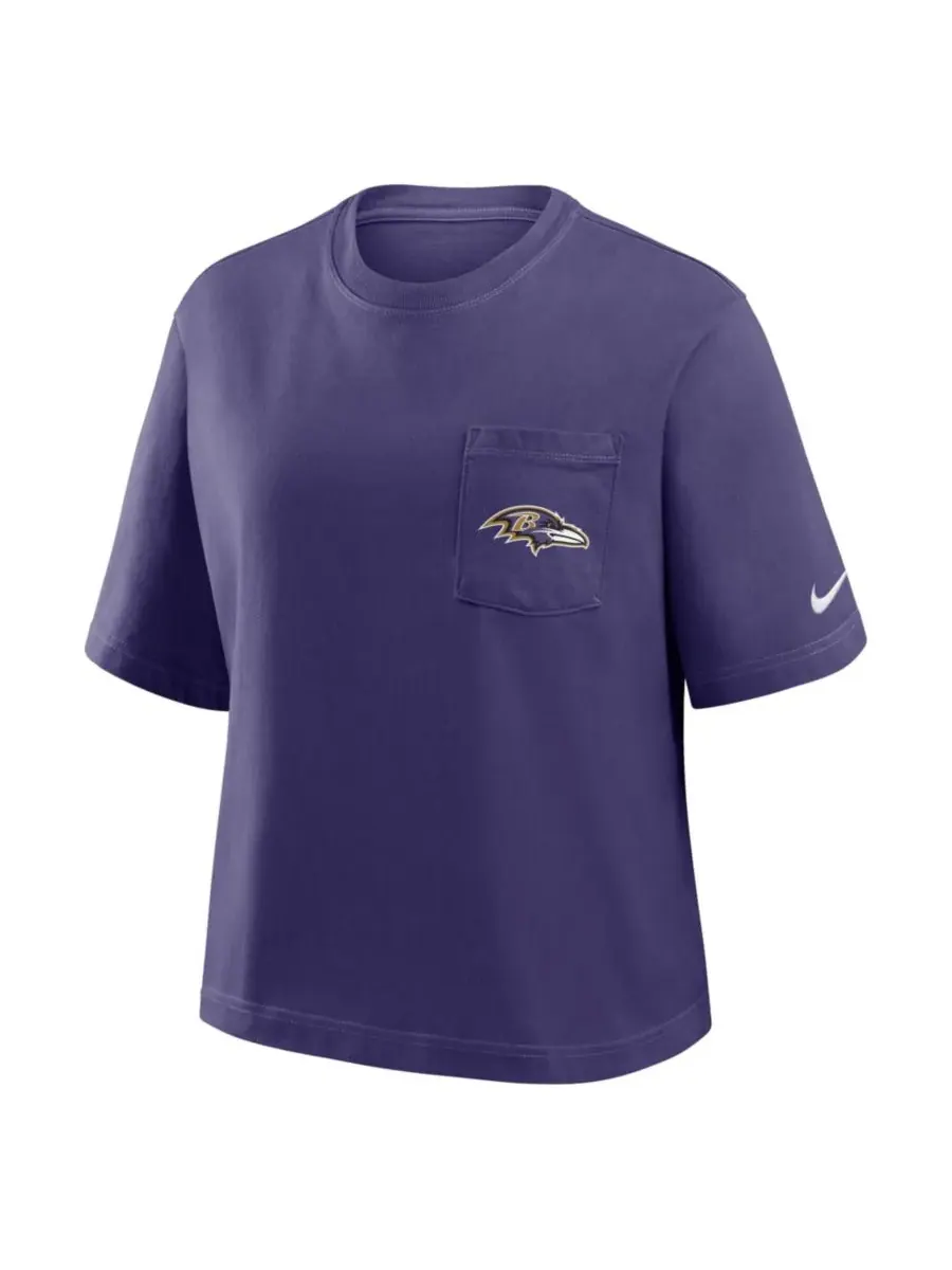 Nike Женская фиолетовая футболка Baltimore Ravens Rewind Pocket Boxy — изображение 2 из 2, фиолетовый