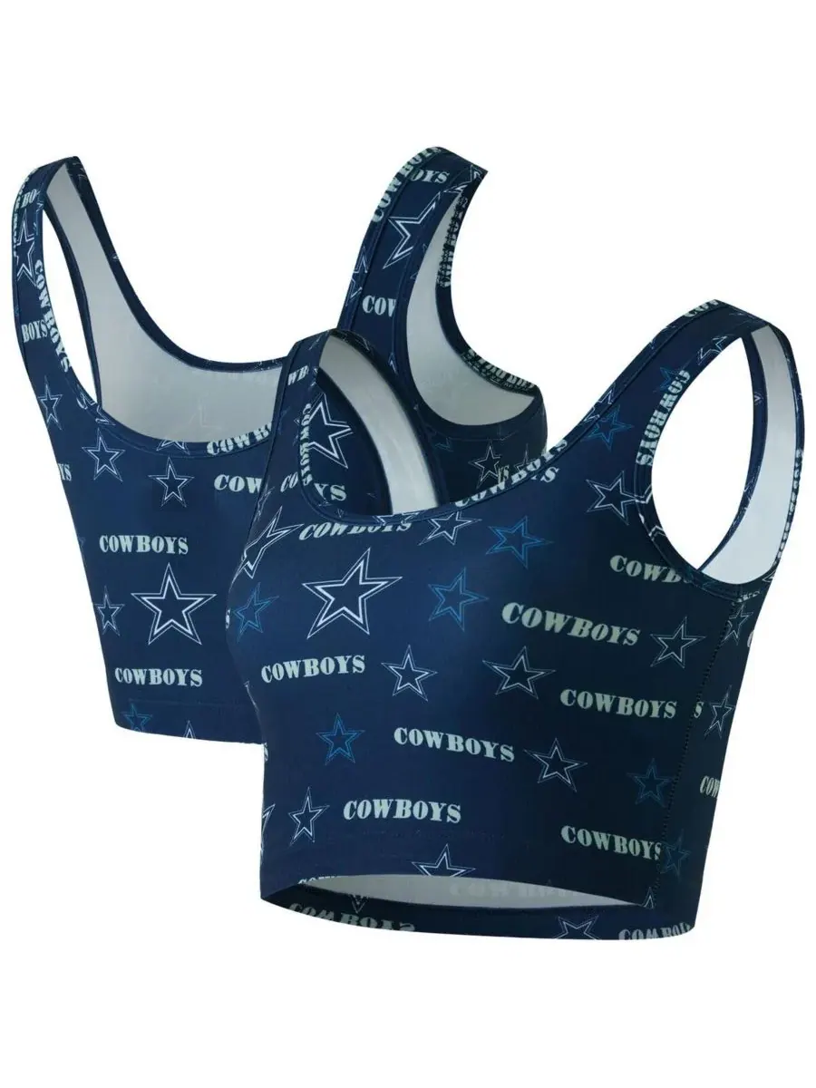 Concepts Sport Женский бюстгальтер-топ темно-синего цвета с мозаичным принтом команды Dallas Cowboys — изображение 1 из 3