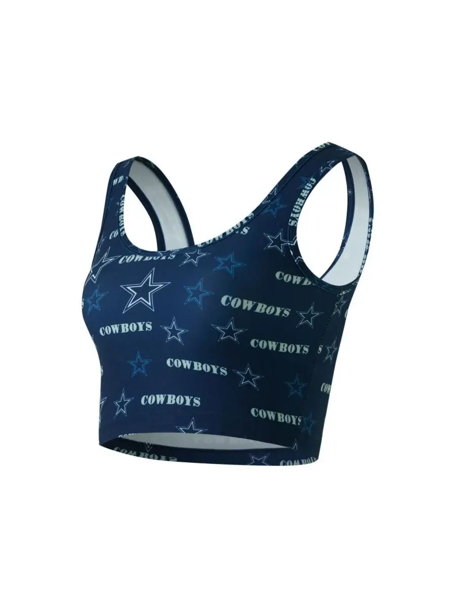Concepts Sport Женский бюстгальтер-топ темно-синего цвета с мозаичным принтом команды Dallas Cowboys — изображение 3 из 3