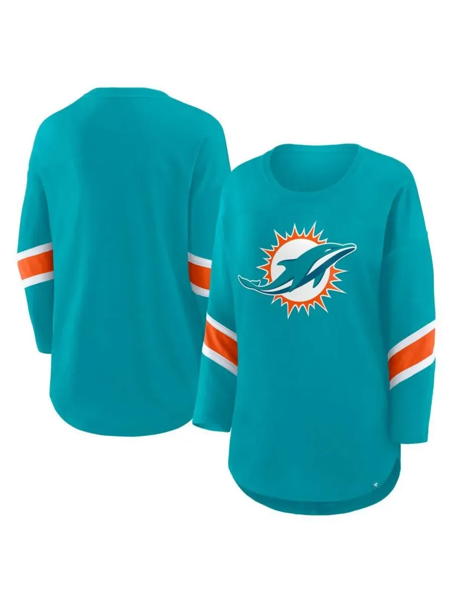Fanatics Женская футболка Aqua Miami Dolphins Redzone с рукавами 3/4 — изображение 1 из 3, голубой