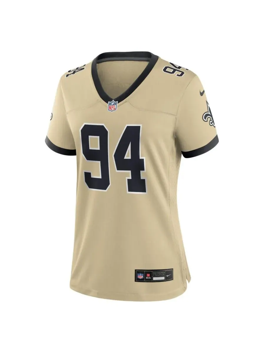 Nike Женская золотая футболка Cameron Jordan Gold New Orleans Saints Gameday Golds (альтернативная — изображение 2 из 3