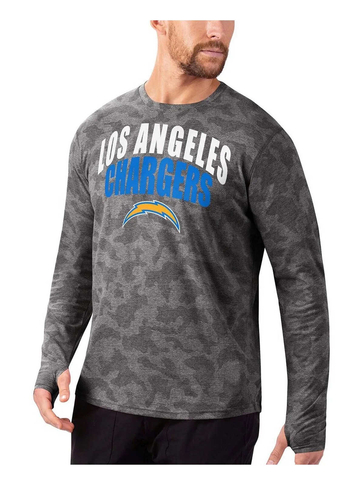 Мужская черная футболка с длинным рукавом los angeles chargers camo performance MSX by Michael — изображение 1 из 2, черный