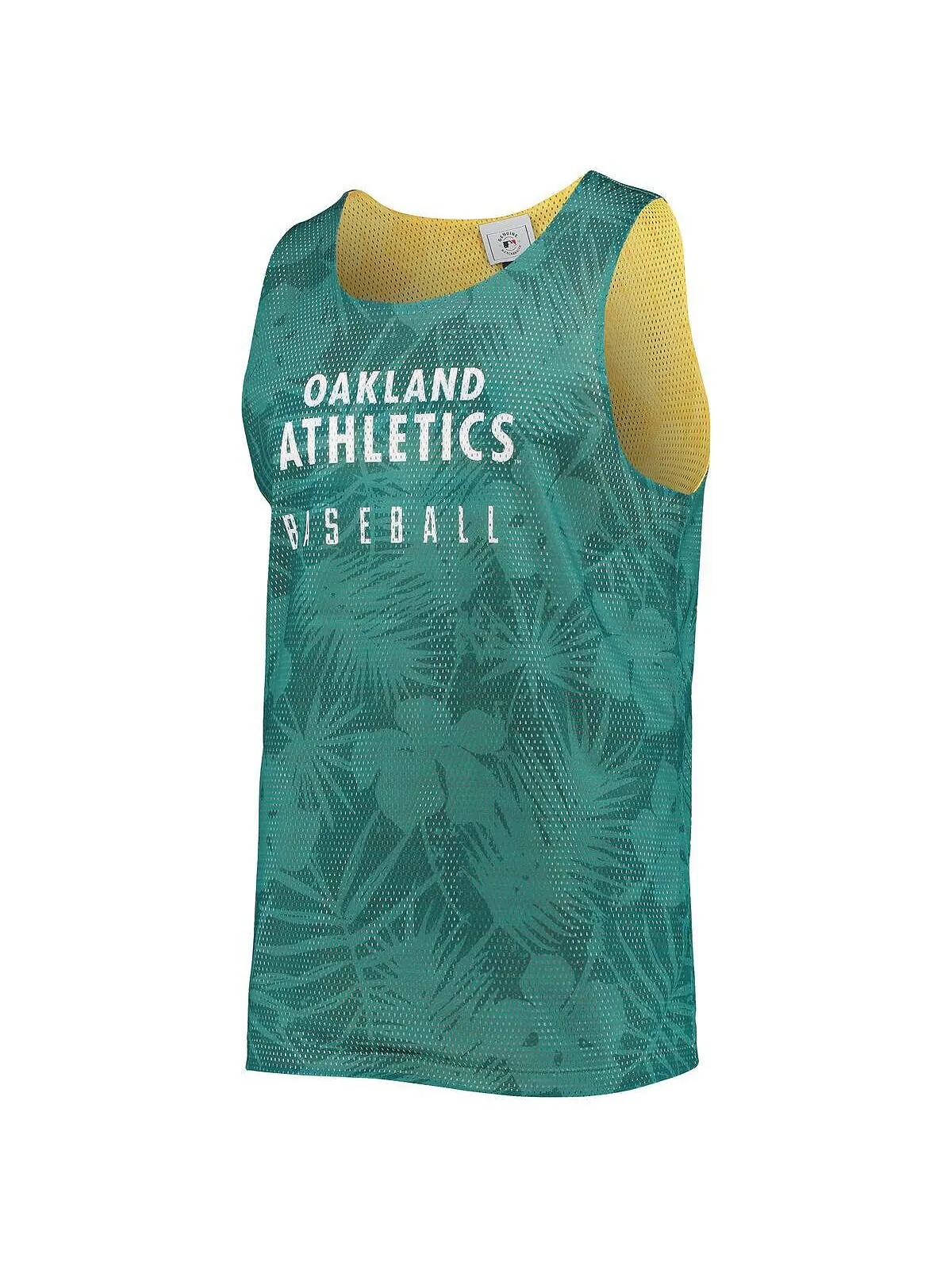 Мужская двусторонняя сетчатая майка oakland athletics зеленого и золотого цветов с цветочным — изображение 2 из 4
