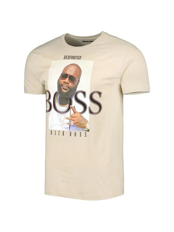 Мужская и женская футболка Tan Rick Ross с рисунком Philcos — изображение 2 из 3, бежевый