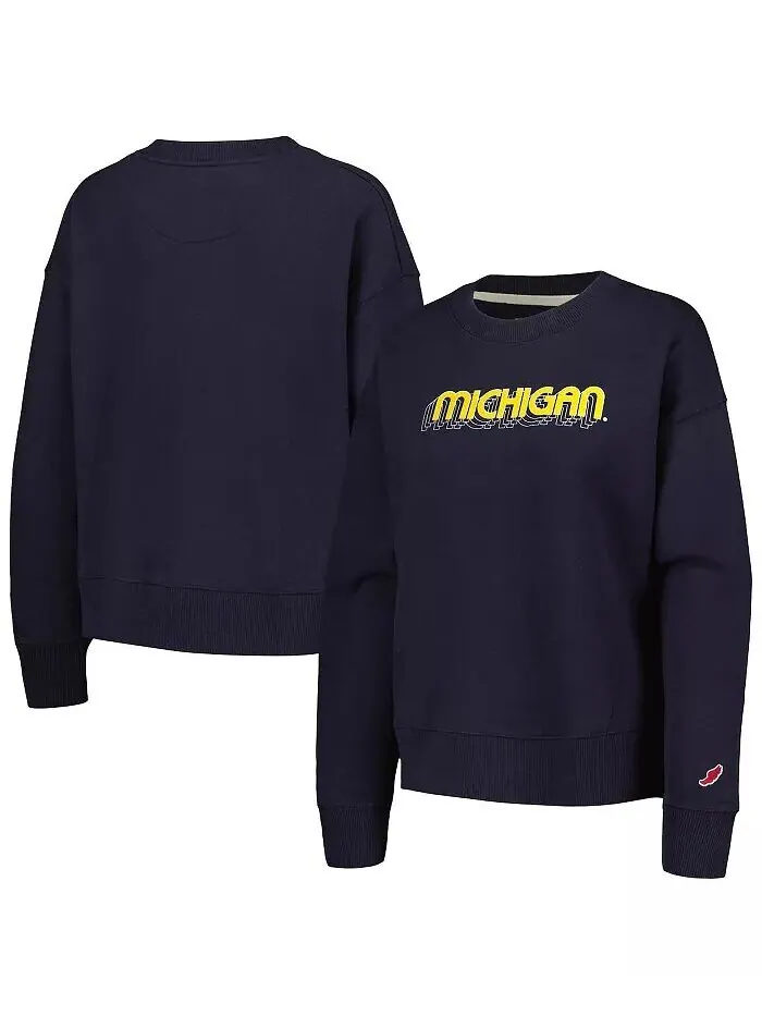 Женский темно-синий пуловер свободного кроя Michigan Wolverines League Collegiate Wear