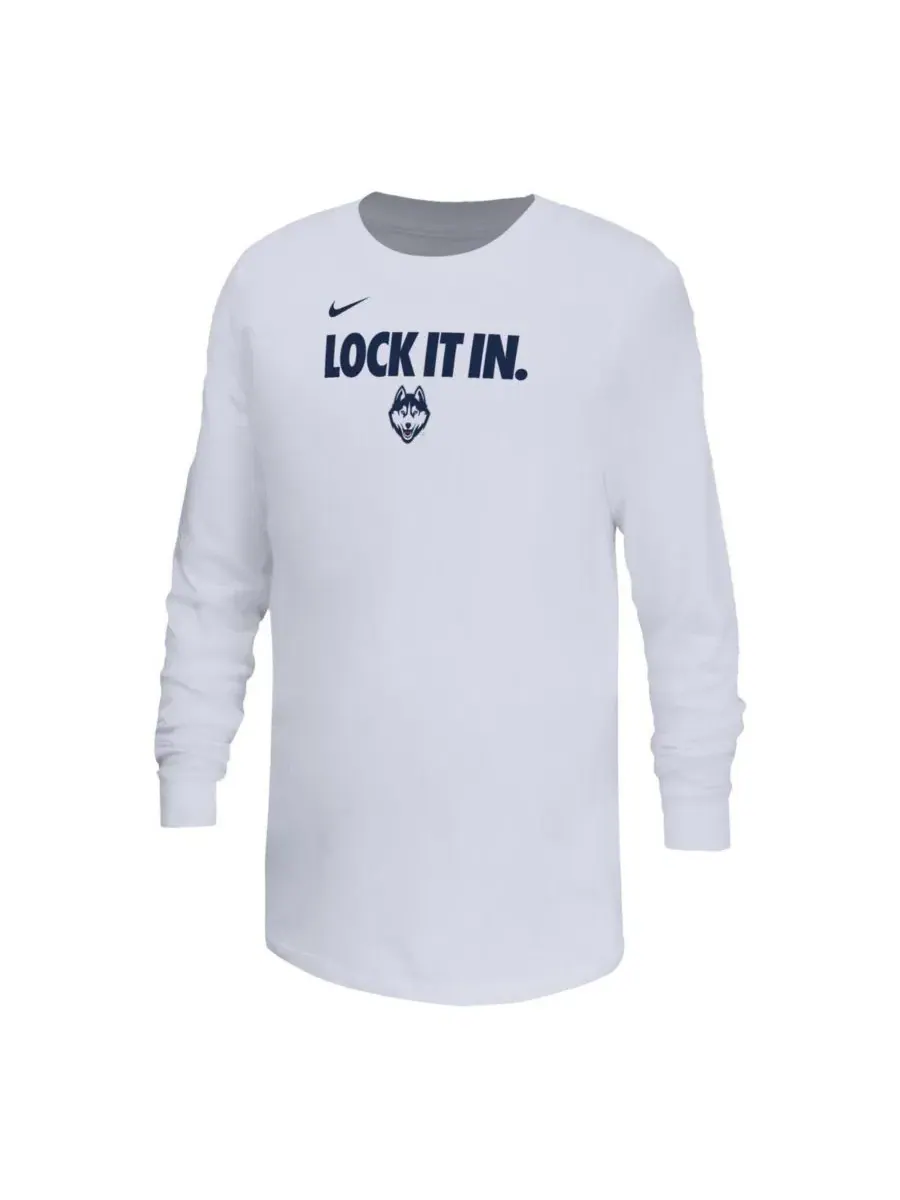 Футболка с длинным рукавом UConn Huskies On-Court Bench Legend Nike — изображение 1 из 1, белый